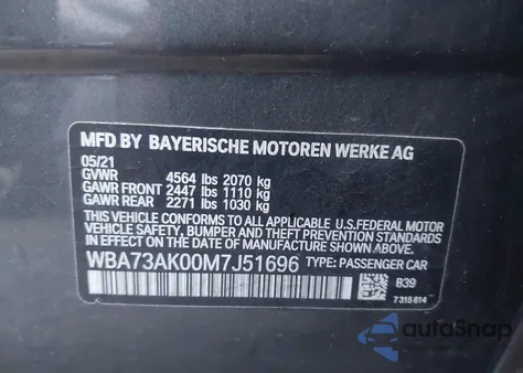 2021 BMW 228I Gran Coupe xDrive from USA, damaged, VIN WBA73AK00M7J51696